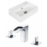 20-Inch W x 14-Inch D Rectangle Vessel Set In White Color With 8-Inch o.c. CUPC Faucet