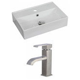 20-Inch W x 14-Inch D Rectangle Vessel Set In White Color With Single Hole CUPC Faucet