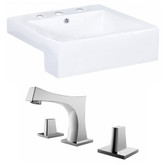 20-Inch W x 20-Inch D Rectangle Vessel Set In White Color With 8-Inch o.c. CUPC Faucet
