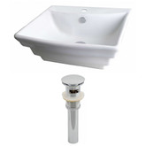 20-Inch W x 18-Inch D Rectangle Vessel Set In White Color And Drain