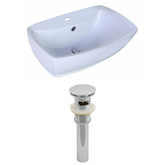 21.65-Inch W x 15.35-Inch D Rectangle Vessel Set In White Color And Drain