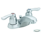 Brushed Chrome Two-Handle Low Arc Bathroom Faucet