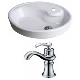 21-Inch W x 18-Inch D Oval Vessel Set In White Color With Single Hole CUPC Faucet