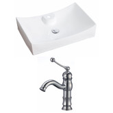 27-Inch W x 18-Inch D Rectangle Vessel Set In White Color With Single Hole CUPC Faucet