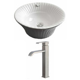 17-Inch W x 17-Inch D Round Vessel Set In White Color With Deck Mount CUPC Faucet