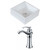 15-Inch W x 15-Inch D Square Vessel Set In White Color With Deck Mount CUPC Faucet