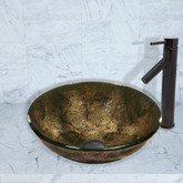 Antique Rubbed Bronze Sintra Glass Vessel Sink and Dior Faucet Set