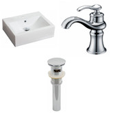 20.5-Inch W x 16-Inch D Rectangle Vessel Set In White Color With Single Hole CUPC Faucet And Drain