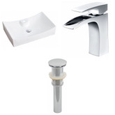 27-Inch W x 18-Inch D Rectangle Vessel Set In White Color With Single Hole CUPC Faucet And Drain