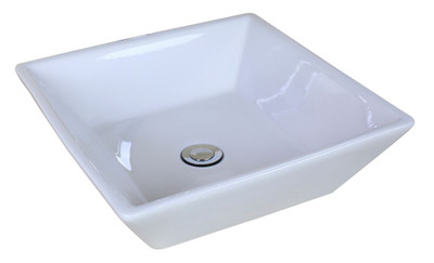 16.14-Inch W x 16.14-Inch D Above Counter Square Vessel In White Color For Deck Mount Faucet
