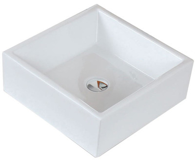 15-Inch W x 15-Inch D Above Counter Square Vessel In White Color For Wall Mount Faucet