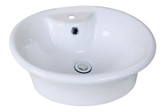 19-Inch W x 15-Inch D Above Counter Round Vessel In White Color For Single Hole Faucet