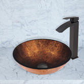 Matte Black Russet Glass Vessel Sink and Duris Faucet Set