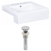 20-Inch W x 20-Inch D Rectangle Vessel Set In White Color And Drain
