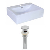 20.08-Inch W x 16.34-Inch D Rectangle Vessel Set In White Color And Drain