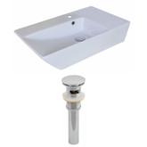 25-Inch W x 15-Inch D Rectangle Vessel Set In White Color And Drain