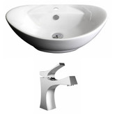 23-Inch W x 15-Inch D Oval Vessel Set In White Color With Single Hole CUPC Faucet