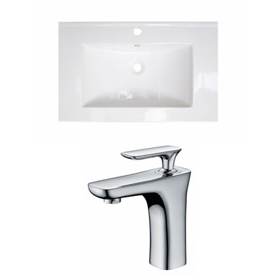 24-Inch W x 18-Inch D Ceramic Top Set In White Color With Single Hole CUPC Faucet