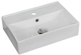 20-Inch W x 14-Inch D Above Counter Rectangle Vessel In White Color For Single Hole Faucet