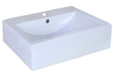 20.08-Inch W x 16.34-Inch D Above Counter Rectangle Vessel In White Color For Single Hole Faucet