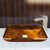 Brushed Nickel Rectangular Russet Glass Vessel Sink and Blackstonian Faucet Set