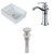 19-Inch W x 14-Inch D Rectangle Vessel Set In White Color With Deck Mount CUPC Faucet And Drain