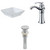16-Inch W x 16-Inch D Square Vessel Set In White Color With Deck Mount CUPC Faucet And Drain
