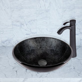 Matte Black Gray Onyx Glass Vessel Sink and Otis Faucet Set