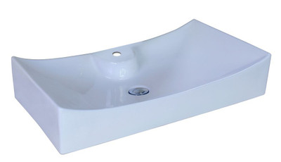 26-Inch W x 15.35-Inch D Above Counter Rectangle Vessel In White Color For Single Hole Faucet