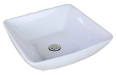 16.54-Inch W x 16.54-Inch D Above Counter Square Vessel In White Color For Deck Mount Faucet