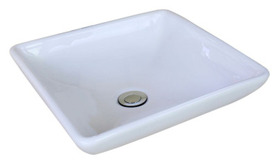 15.75-Inch W x 15.75-Inch D Above Counter Square Vessel In White Color For Deck Mount Faucet