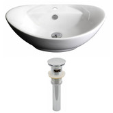 23-Inch W x 15-Inch D Oval Vessel Set In White Color And Drain