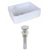 17.32-Inch W x 13.39-Inch D Rectangle Vessel Set In White Color And Drain