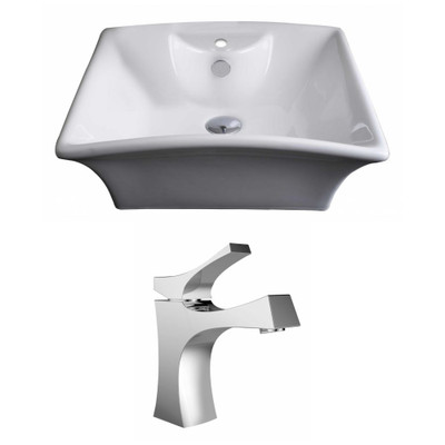 20-Inch W x 17-Inch D Rectangle Vessel Set In White Color With Single Hole CUPC Faucet