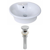 19-Inch W x 15-Inch D Oval Vessel Set In White Color And Drain