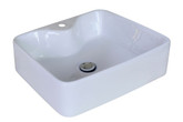 18.9-Inch W x 14.96-Inch D Above Counter Rectangle Vessel In White Color For Single Hole Faucet