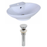 22.84-Inch W x 17.32-Inch D Oval Vessel Set In White Color And Drain