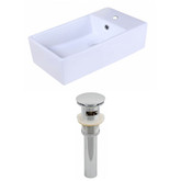 18.9-Inch W x 9.45-Inch D Rectangle Vessel Set In White Color And Drain