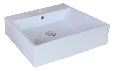 20.08-Inch W x 16.54-Inch D Above Counter Rectangle Vessel In White Color For Single Hole Faucet