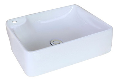 17.32-Inch W x 13.39-Inch D Above Counter Rectangle Vessel In White Color For Single Hole Faucet