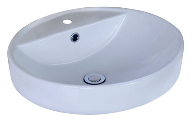 18.1-Inch W x 18.1-Inch D Above Counter Round Vessel In White Color For Single Hole Faucet