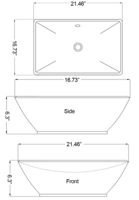 21.46-Inch W x 16.73-Inch D Above Counter Rectangle Vessel In White Color For Deck Mount Faucet