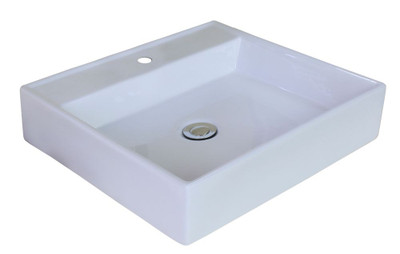 17-Inch W x 17-Inch D Above Counter Rectangle Vessel In White Color For Single Hole Faucet