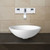 Chrome Flat Edged White Phoenix Stone Vessel Sink with Titus Wall Mount Faucet