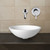 Chrome Flat Edged White Phoenix Stone Vessel Sink with Olus Wall Mount Faucet