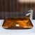 Brushed Nickel Rectangular Russet Glass Vessel Sink and Shadow Faucet Set