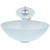 Chrome White Frost Glass Vessel Sink and Waterfall Faucet Set