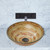 Antique Rubbed Bronze Mocha Swirl Glass Vessel Sink and Titus Wall Mount Faucet Set