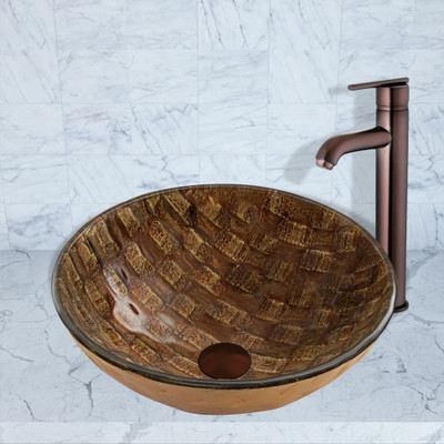 Oil Rubbed Bronze Playa Glass Vessel Sink and Seville Faucet Set