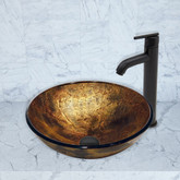 Matte Black Copper Shapes Glass Vessel Sink and Seville Faucet Set